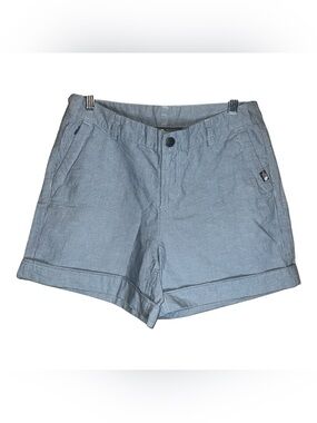 The North Face Blue White Pinstripe Linen Blend Chino Cuffed Hem Shorts Sz 4